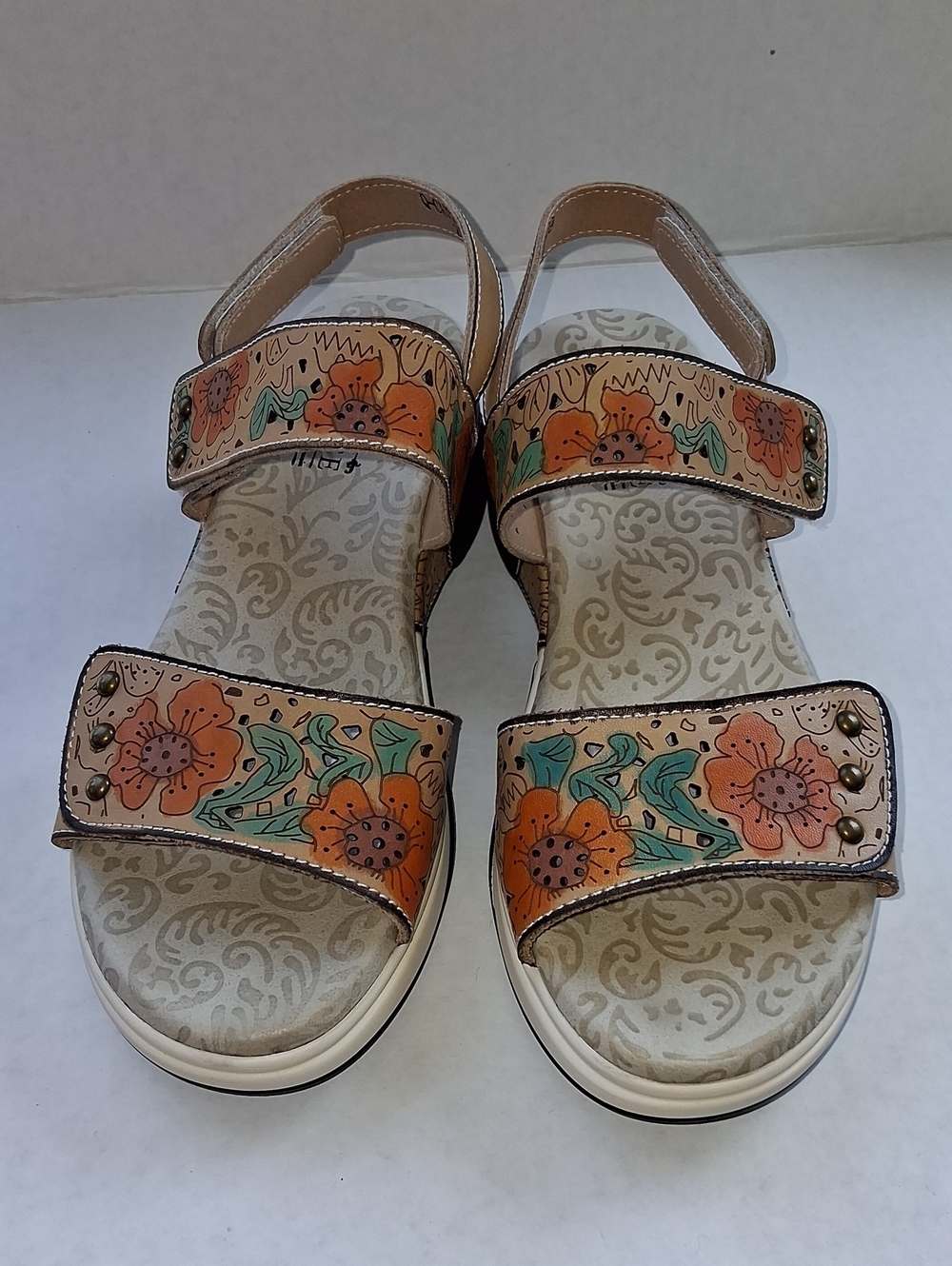 Spring Step Caitlina Sandals in Peach and Green Size EU 39/US 9